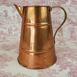 Vintage Copper Water Pitcher 6.  5 " Tall X 5 " Bottom X 3 " Across Top