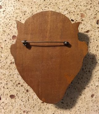 Vintage Large Wood Hand Carved Sailor Pin Brooch EUC 2