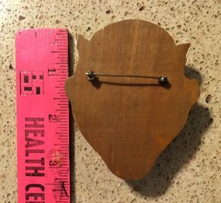Vintage Large Wood Hand Carved Sailor Pin Brooch EUC 3