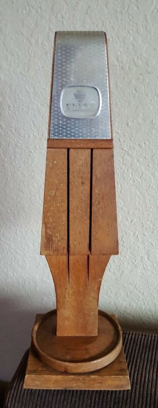 Vtg Flint Wood 6 Slot Knife Block Stainless vanadium Steel Standing 1970s Walnut 3