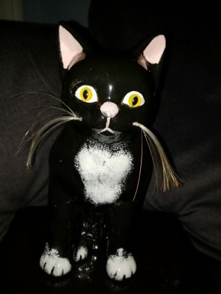 Vintage Large Ceramic Black Cat Statue