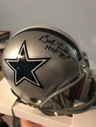 Dallas Cowboys Bob Lilly 74 Signed Mini Helmet Nfl Bowl 6 Jsa