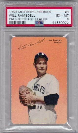 Will Ramsdell / L.  A.  Angels - 1953 Mothers Cookies " Pacific Coast League " /scarce