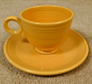 Vintage Fiesta Dinnerware Cup & Saucer in Yellow 2