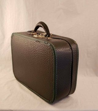 Vintage Black With Green Trim Excelsior Suitcase Lock & Key - Leather Handle