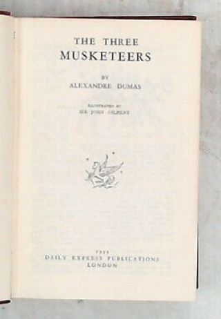 THE THREE MUSKETEERS Hardback Book ALEXANDRE DUMAS Daily Express 1933 - S46 2