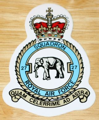 Old Raf Royal Air Force 27 Squadron Crest Sticker Version 1