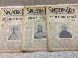 3 Vintage 1911 Sporting Life Magazines James Callahan,  John Ferry & Clyde Engle