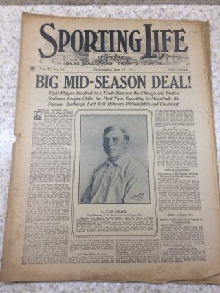 3 Vintage 1911 Sporting Life Magazines James Callahan,  John Ferry & Clyde Engle 2