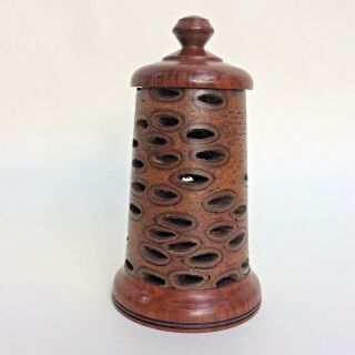 Pot Pourri Container Lid Vintage Turned Banksia Nut Wood Craft Australiana Treen