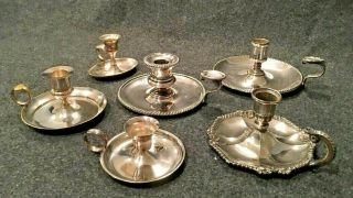 Set of 6 Vintage Ornate Silver Metal Chamber Stick Holders - Weddings Holidays 3