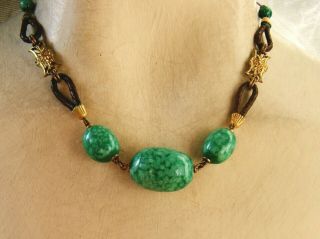 VINTAGE NECKLACE WITH DETAILS IN THE STYLE OF LOUIS ROUSSELET - LEATHER LOOPS ETC. 2