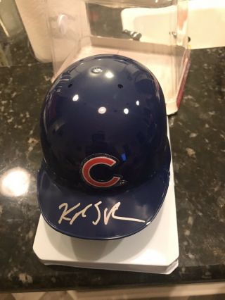 Kyle Schwarber Chicago Cubs Signed Riddell Mini Helmet Indiana Hoosiers