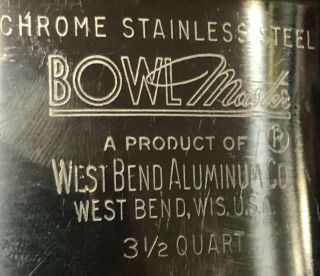 West Bend Vintage Stainless Steel Bowl Master Set of Three Bowls 3