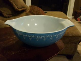 Large 4 Quart Vintage Pyrex Turquoise Blue Snowflake Cinderella Mixing Bowl 444