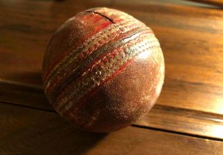 Vintage Leather Cricket Ball With Detailed Stitching - From England / Uk