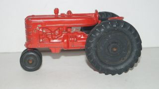 Vintage Diecast Metal Farm Tractor With Rubber Wheels - 3.  9 " Tall By 7.  1 " Long