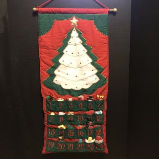 Vintage Advent Calendar Plush Wall Hanging Christmas Decoration Tree Holiday
