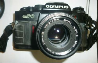 Vintage Olympus Om Pc 35mm Film Camera With Om - System Auto - S 50mm 1.  8 Lens