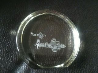 Raf Glass Paperweight/ornament – Etched With A Lancaster Bomber & Spitfire