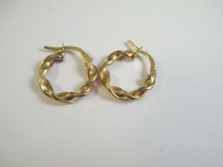Lovely Vintage Top Quality 9ct Gold Twisted Hoop Earrings.  16mm Diameter