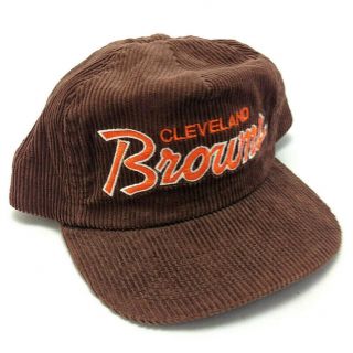 Vintage 80s Nfl Cleveland Browns Corduroy Snap Back Adjustable Retro Hat Cap Usa