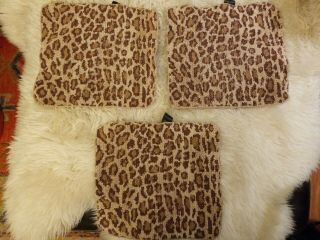 3 Vintage Ralph Lauren Aragon Face Cloth Towel Animal Leopard Print Wash Cloth