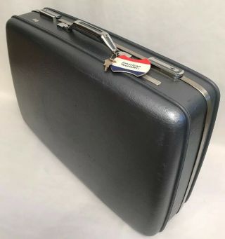 Vintage Blue American Tourister Luggage 24 " X 16 " Hard Case Suitcase Cloth Lined