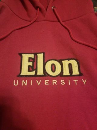 Vintage Elon University Embroidered Hoodie Pullover Sweatshirt Medium 2