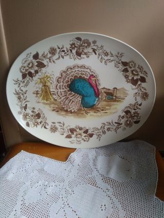Mid Century Turkey Platter Melmac Nottingham Usa Vtg Thanksgiving Turkey Tray