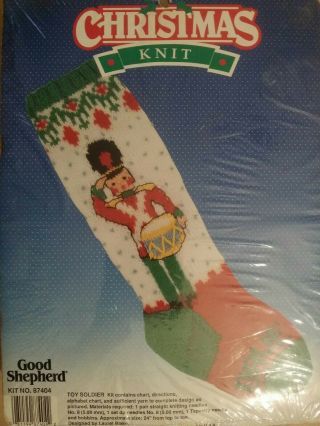 Vintage 1990 Christmas Stocking Knit Kit " Toy Soldier " By Good Shephard 24 "