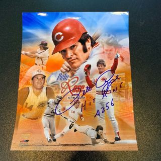 Pete Rose Hit King 4256 Signed Inscribed 8x10 Photo With