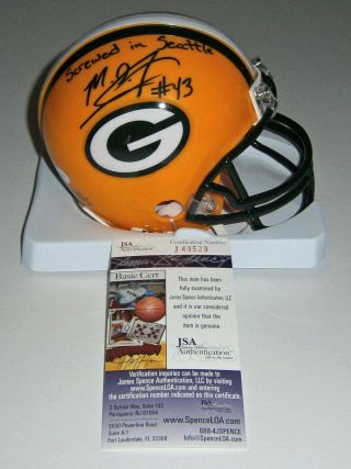 Packers Md Jennings Signed Mini Helmet W/ Screwed In Seattle Mnf Auto Autograph