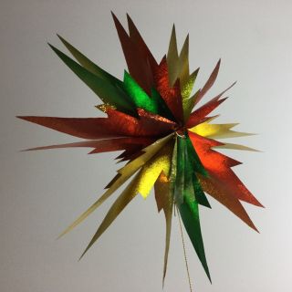 Vintage Christmas Star Metallic Paper Fold Out Multi Colored Hanging