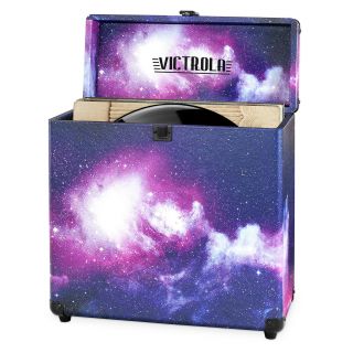 Victrola Vintage Vinyl Record Storage Carrying Case For 30,  Records,  Galaxy