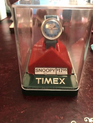 Vintage Timex Snoopy Watch With Blue Leather Strap 1958 Ex Co