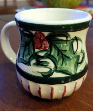 Vintage Gail Pittman Christmas Holly Coffee Cocoa Mugs Hollylujah Berries Cup