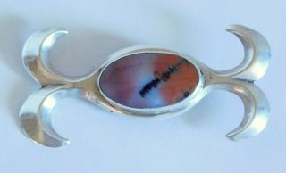 Sweet Vintage Sterling Silver Southwestern Pin Brooch With Colored Stone