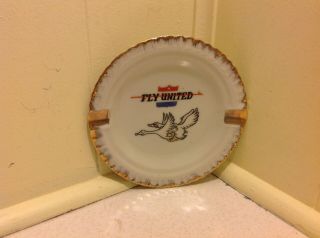 Vintage United Airlines Ceramic Ashtry Fly United Airplanes Advertising Retro