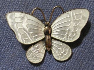 Vintage Sterling Silver & Enamel Butterfly Brooch Pin Made In Norway Signed Vb