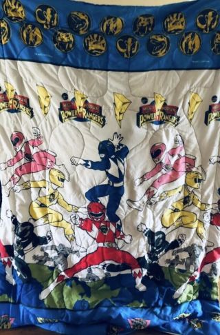 Vintage 1994 Mighty Morphin Power Rangers Twin Size Comforter Blanket 62 " X 86 "