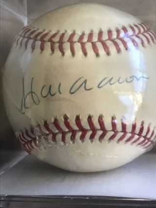 Mlb Baseball Atlanta Braves Hank Aaron Sweet Spot Autographed Ball