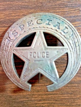 Vintage Special Police Badge Crescent 5 - Point - Star Obsolete