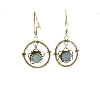 Vintage Black Opal Doublet Dangle Earrings Silver