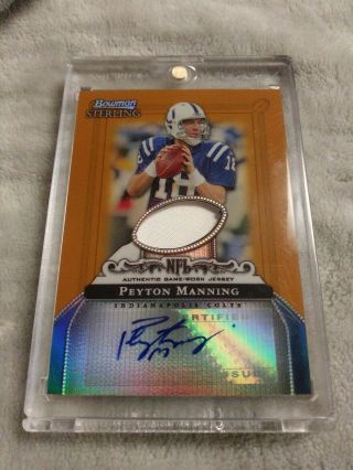 2006 Topps Bowman Sterling Peyton Manning Gold Refractor Patch Auto 72/100 Rare
