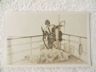 Vintage Rppc Woman Hunting Bear With Bow & Arrow S.  S.  Mackenzie Hudson 