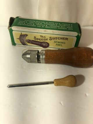 Vintage Stewart The Speedy Stitcher Leather Sewing Awl Repair Tool Usa
