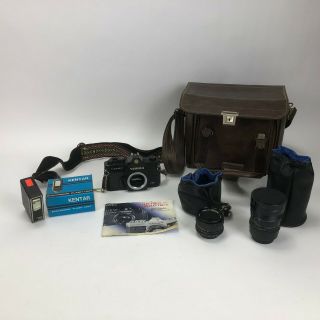 Vintage Yashica Tl Electro X 35mm Slr Film Camera With 2 Lenses And Case