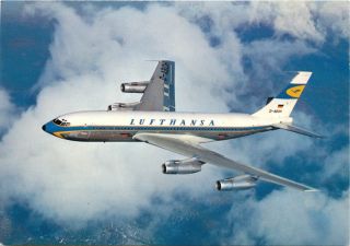 Boeing 720 B Jet In Flight Lufthansa Great Old Airline Issued Postcard,  C 1965