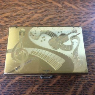 Vintage Elgin American Powder Compact Case Music Box Plays " La Vie En Rose "